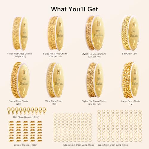Kit de cadenas de oro para joyería con 62.3 pies - 50% de descuento