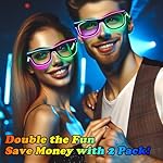 YouRfocus LED Light Up Glow in the Dark Neon Rave Glasses for Party, EDM, Halloween and Christmas - Image 2