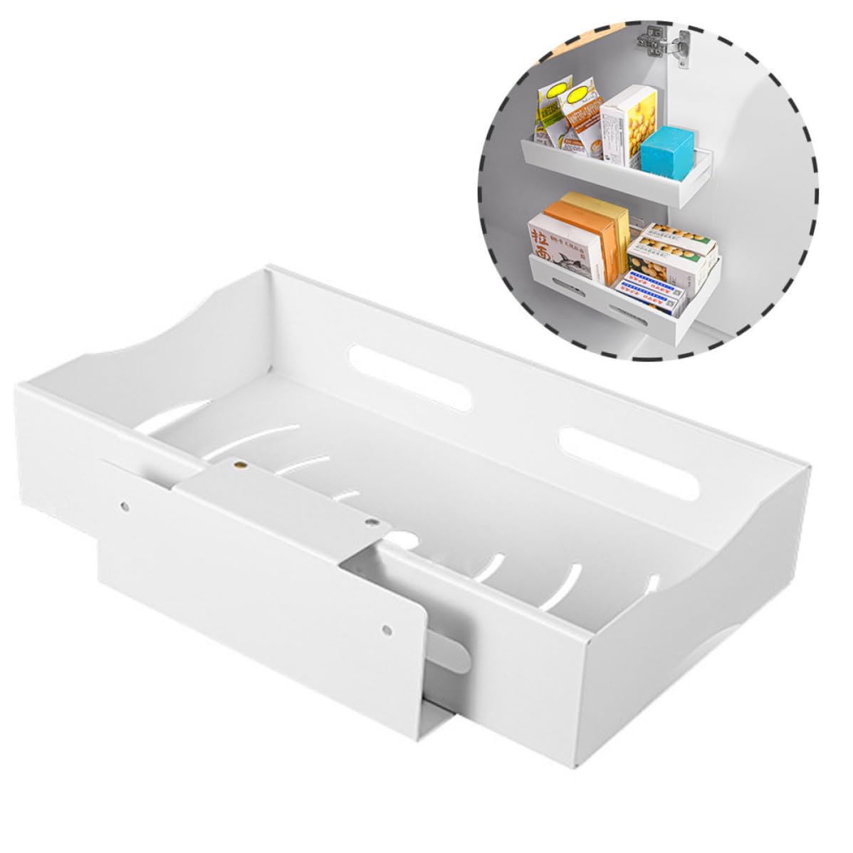 VICASKY Under Sink Cabinet Holder, Telescopic Kitchen Rack, Acciaio Inossidabile, Bianco, Adjustable Length, per Kitchen Countertop