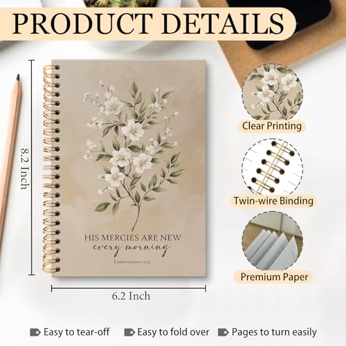 Carnet de notes biblique huester | Journal chrétien fleuri 14x21 cm - 7