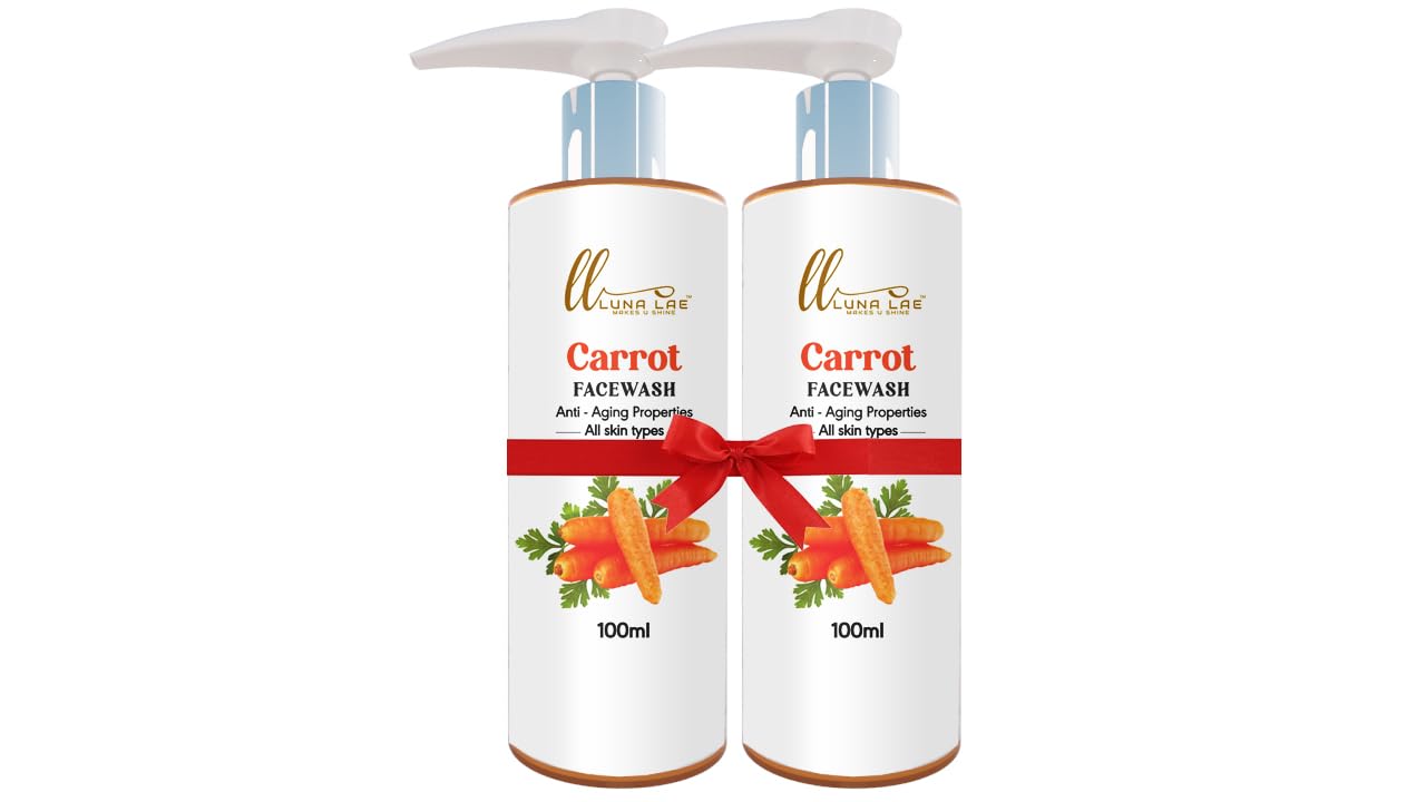 LUNA LAE CARROT Fresh Face Wash with -Anti Aging property | Brightness to skin | Removes Pollution dust | All skin types for women.100ml (Pack of 2)