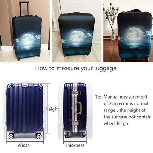 TRAVELKIN Travel Elastic Spandex Suitcase Protector Case, 18/24/28/32 Inch Suitcase Protective Cover, Thickened and Washable Luggage Cover (L(25"-28" luggage), Moonlight)3