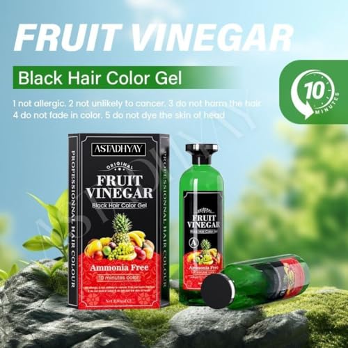 Image of Fruit Vinegar Gel Hair Color For Men & Women, Hair Color Dye for Black Hair (Black, 400ml (100ml x 4))