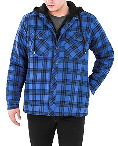 Lisskolo Men's Hooded Flannel Jacket Men Thicken Quilted Lined