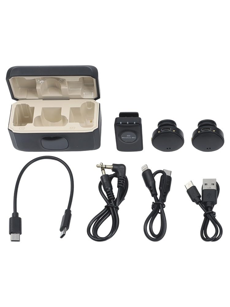 Microfono senza fili Action 5 per Pro/4/3/2, Pocket 3 e per Osmo per 360, per microfono Lavalier in ABS compatto con custodia di ricarica, registrazione audio trasparente, nero