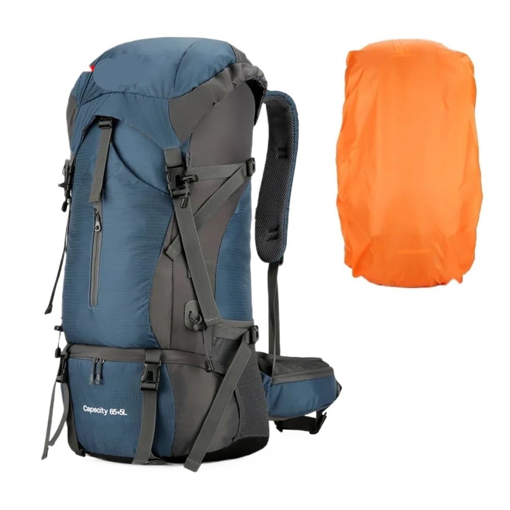 Mochila de viaje de nailon de 70 L con cubierta para lluvia, mochila de senderismo al aire libre, mochila de montañismo, mochila de hombro para hombre