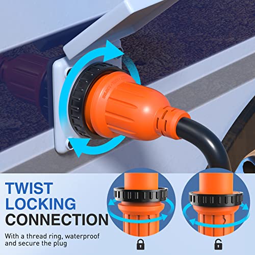 Image of Nilight RV Locking Adapter Cord 50 Amp to 30 Amp Pure Copper Heavy Duty Dog Bone Plug 10 Gauge Wire 14-50P to L5-30R 50M /30F Weatherproof Cord for RV Camper Caravan Van Trailer