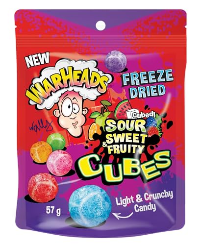 Warheads Freeze Dried Sour Sweet & Fruity Cubes, Light & Crunchy Candy, 57g