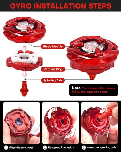 Image of 12 X Right-Spin Blade Tops Set with 3 Launchers, 1 Grip, Battle Toy Ages 6+