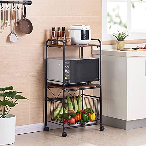 Ceraburet 3 Tier Baker's Rack Microwave Oven Stand Kitchen Storage Organizer Home Rack Kitchen Cart On Wheels Utility Storage Shelf For Kitchen, Living Room, Bedroom #TOP5