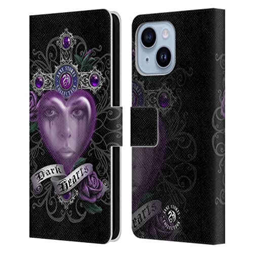 Étui Portefeuille en Cuir Anne Stokes pour iPhone 14 Plus Coeurs Sombres Protections