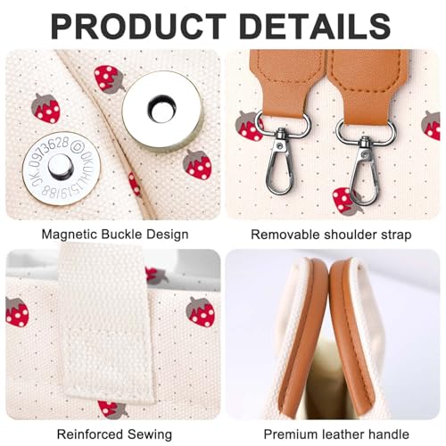Image of Canvas Tote Bag for Women with Pockets Crossbody Bag Tote Shoulder Handbags Casual Work Bags Everything Tote Bag