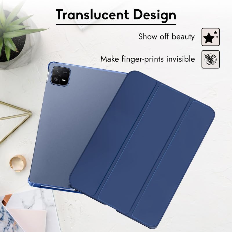 Image of Robustrion Cover for Xiaomi Mi Pad 6 Cover Case Flip Case Cover with Transparent Back for Xiaomi Pad 6 Cover 11 inch [Auto Sleep Wake Support] - Navy