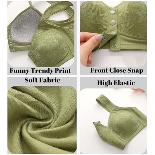 3 Pack Daisy Bras for Women No Underwire Front Closure Push Up Bralettes Plus Size Full Coverage Everyday Wear Bras4