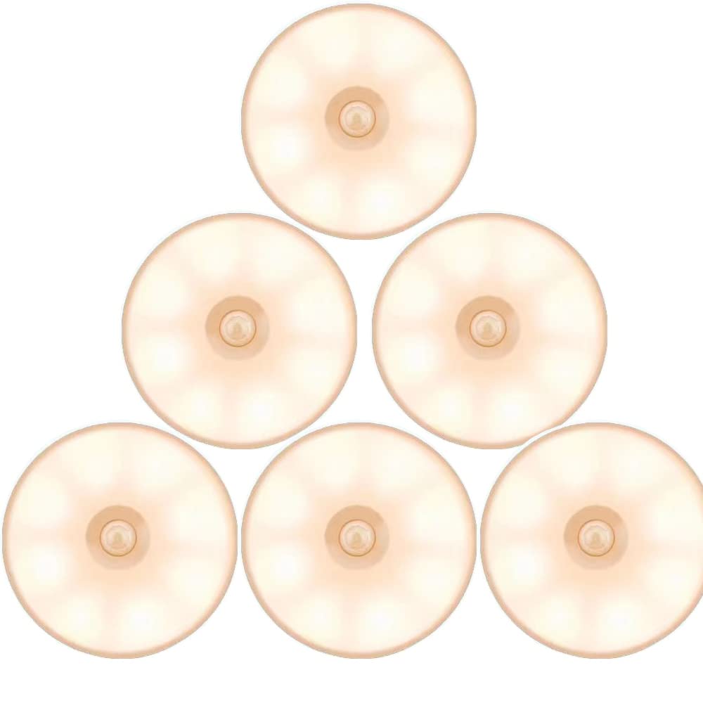 KATGROCHIR Motion Sensor Light, 6 Packs Rechargeable LED Night Lights for Stair Hallway Bathroom Kitchen Bedroom, Stick-on Stair Light Closet Light(Warm White)