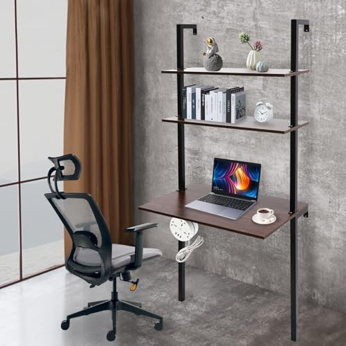 3-Shelf Wall Mount Desk, Ladder Desk, Industrial Desk, Wall Table,
