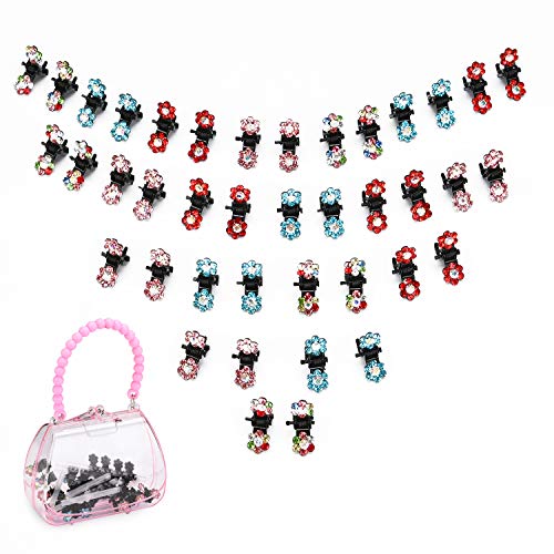 40 Pieces Hair Claw Clips Crystal Rhinestone Mini Flower Hair Claw Girl Hair Bangs Pin Kids Hair Accessories