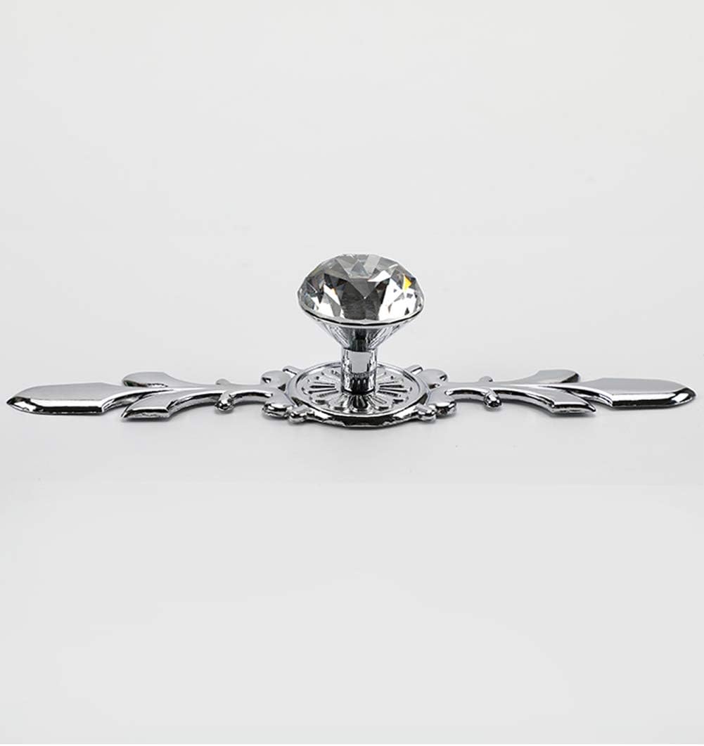Drawer Dresser Knobs Pull Handles - Crystal Glass Diamond Decorative Knobs with Plate, Cabinet Cupboard Door Knobs with Screws for Kitchen Bathroom Office Decoration Pack of 6, Chrome