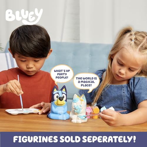 Image of Bluey Paint Your Own Bingo Figurine, Paintable Ceramic Figure, Includes 6 Acrylic Paints, Paintbrush, Toys, Birthday Decorations, Party Favors, Kids Activities