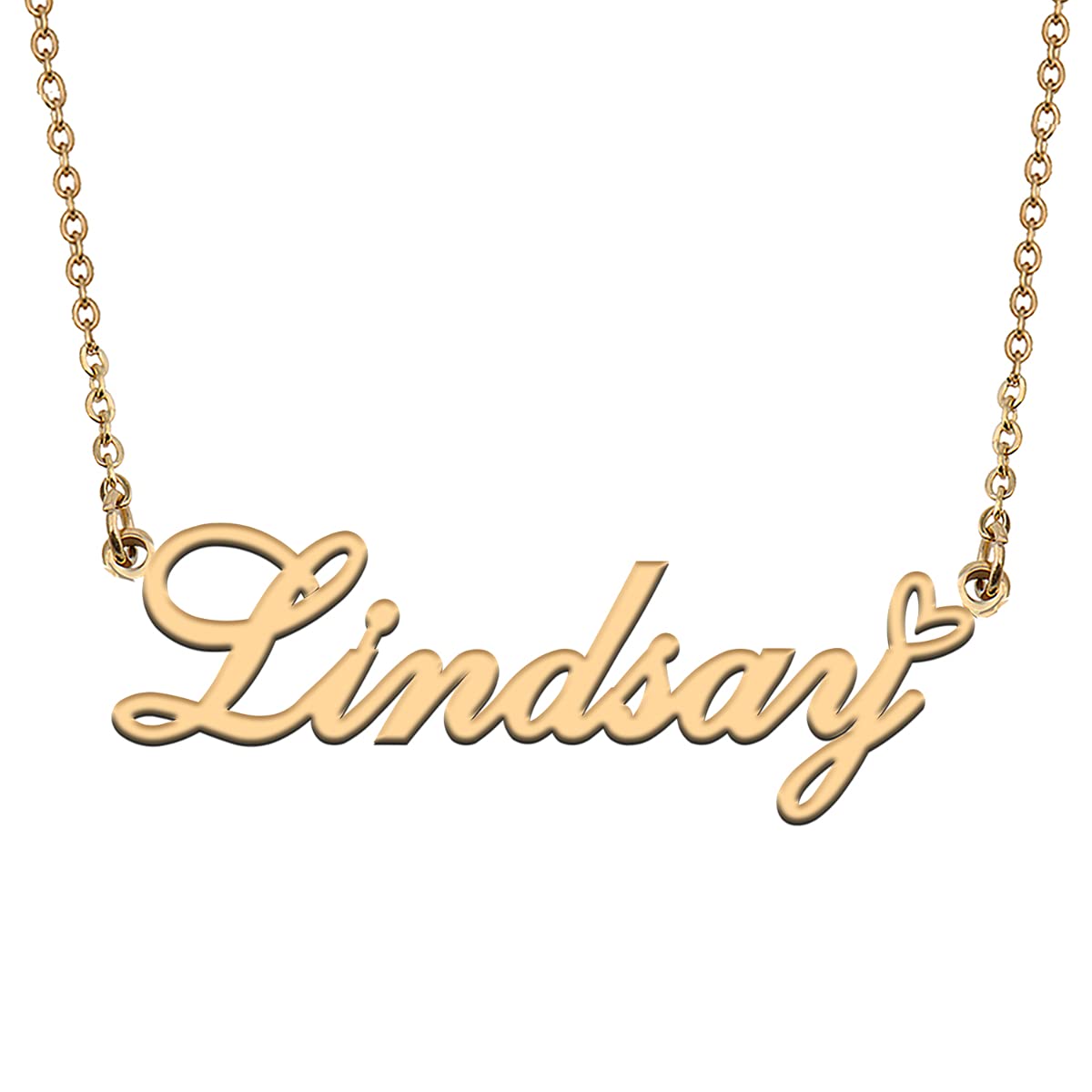 HUAN XUN Custom Personalized Name Necklace for Women 18K Gold Plated Stainless Steel Initial Pendant Jewelry Gift for Mother Day Birthday Christmas, 16"