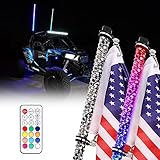 LED Whip Lights, LZHOU TECH 2PCS 5FT RF 360°Spiral LED RGB Whip Lights Remote Controlled Antenna...
