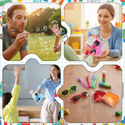 Soulchen 12 Sets/77 Pcs Summer Party Favor Set for Kids, Sunglasses Bubble Wands Colored Sand Craft Kit with Goodie Bags for Birthday Party Favors Pool Classroom Rewards Back to School Student Gifts by Soulchen - Used condition - Image 7
