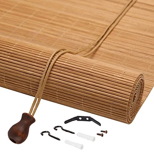 Persianas enrollables de bambú para ventanas, persianas enrollables filtrantes de luz, cortinas decorativas retro, persianas romanas, parasol interior y exterior, persianas, 55 x 130 cm (ancho x alto)