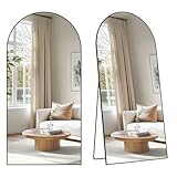 SONGMICS Ganzkörperspiegel, 180 x 80 cm, gewölbter Standspiegel, Rahmen aus Aluminiumlegierung, Hartglas, für Schlafzimmer, Wohnzimmer, Garderobe, Mattschwarz LFM061BD01