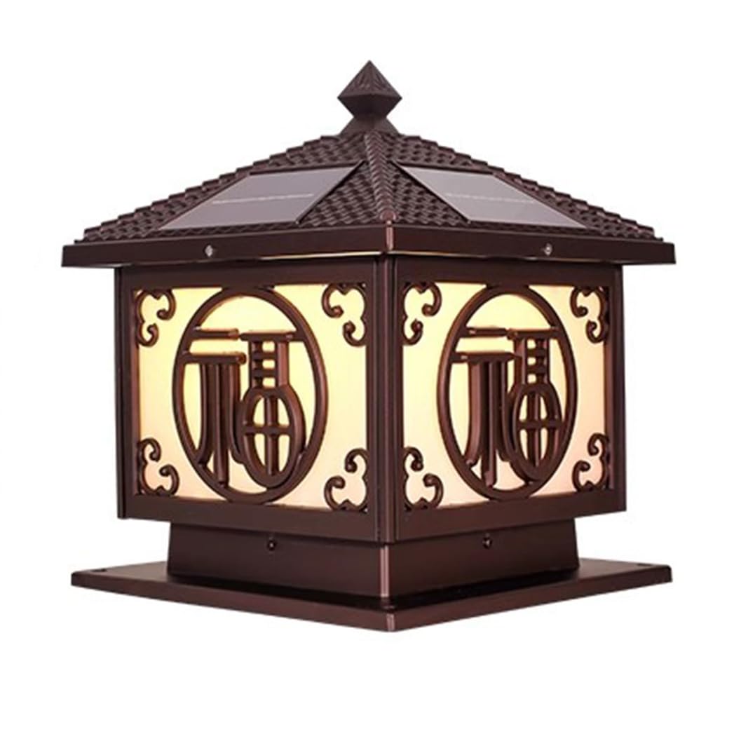HCIPJQY Contemporary Courtyard Column Pedestal Light Japanese-Style Solar Powered Pillar Lantern Waterproof IP65 Pillar Table Light Outdoor Lighting for Garden,Patio,Pathway
