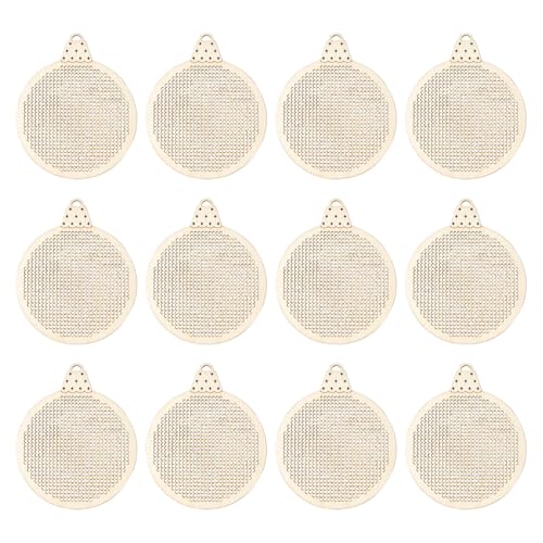 Pendentif Noël Rond Bois Hemobllo Lot de 12 Pièces pour Broderie et Point de Croix DIY