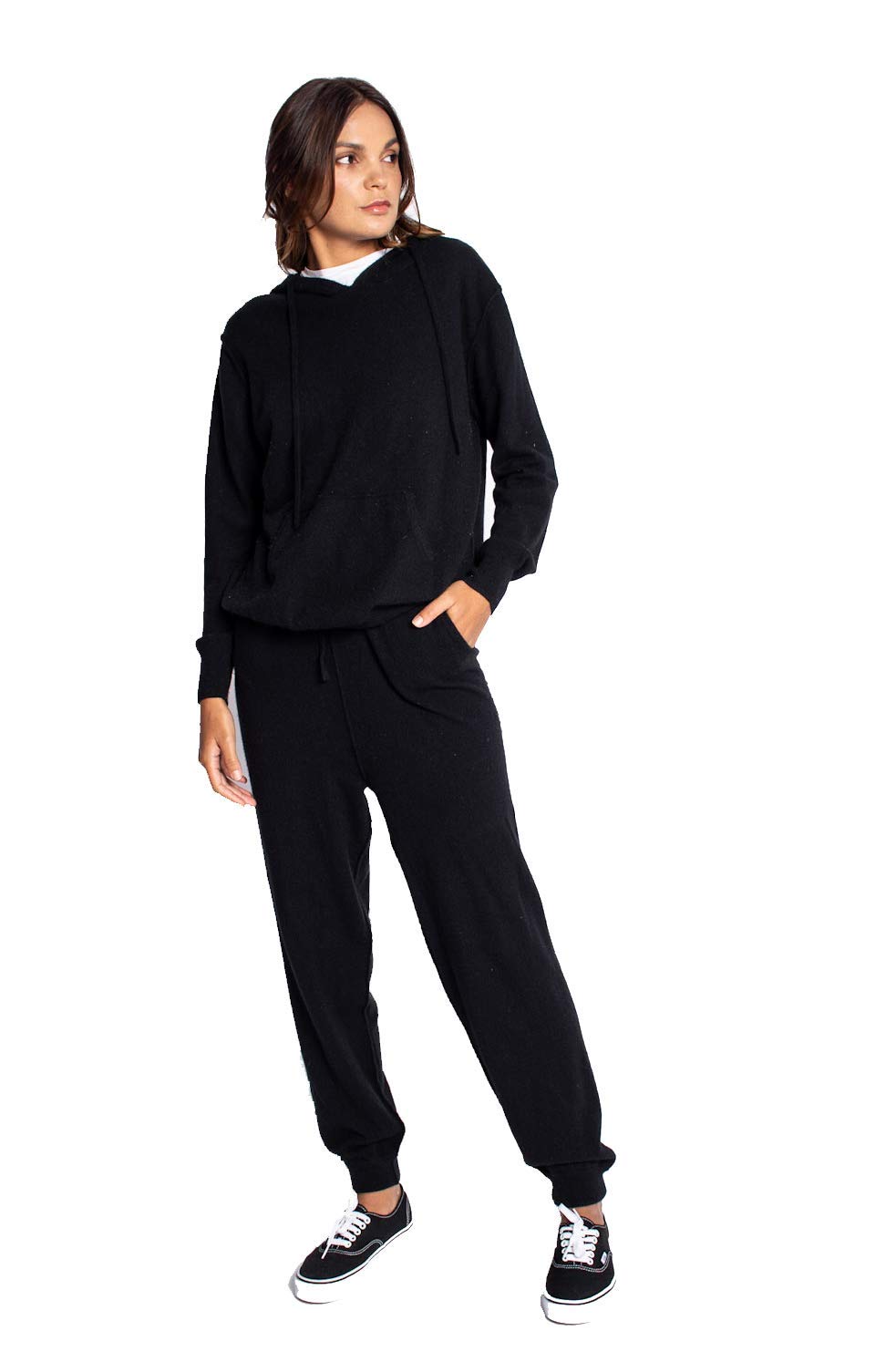 Karen Thomas Organic Cashmere Loungewear Womens 100 Pure Knitted Cashmere Sweatsuit Set with Hoodie Jogger Sweatpants