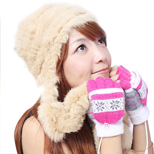Eforstore Fingerless Gloves Laptop Gloves USB 2.0 Heated Half Finger Fingerless Winter Warm Hand Warmer Mittens for Women Girls - Thumbnail 3