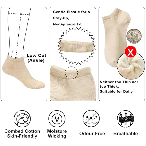 Image of Womens Ankle Socks Cotton No-Show Comfortable Low-Cut Liner Kraft Paper Gift Box