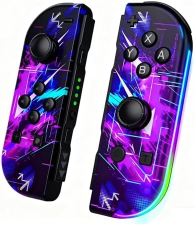 Switch Controller Compatible with Switch/OLED/Lite, Switch Joypad Replacement Controller with RGB, Left and Right Wireless Switch Handheld Controller (Purple Number)
