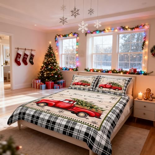 Linge de lit Noël enfants housse de couette rustique et 2 taies d'oreiller - 4