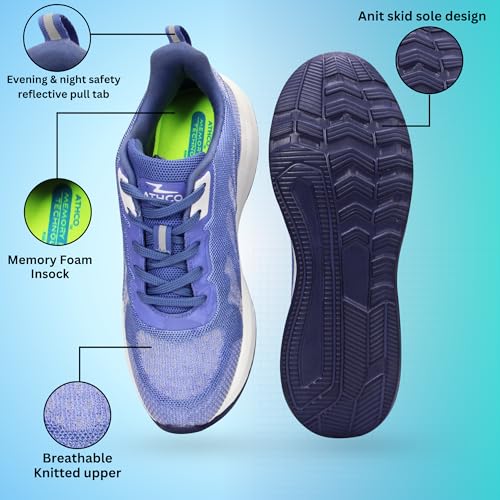 Image of ATHCO Mens Crysta Memory Foam Comfort Shoes|Running|Walking|Training|Gym|Jogging|Sneaker|Athletic|Laceup|Flexible|Lightweight|Dailyuse|Sports|Casual|ExtraSoft|Fitness