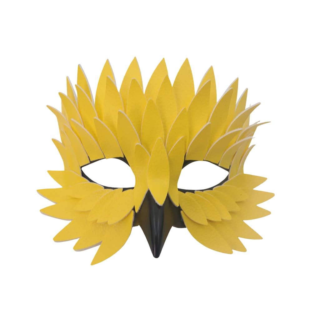 DONGKER Bird Beak Cover, Half Face Raven Cosplay Prop with Feather Texture for Halloween Masquerade Party Christmas Parties, Carnival, New Year's Eve & Fancy Dress Events
