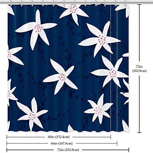 Rideau de douche imperméable fleurs blanches 183x183 cm avec 12 crochets - 7