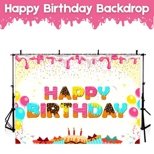 Image of 1 pc Happy Birthday Candy Theme Backdrop (7ft X 5ft) Cloth Curtain Decoration for Kids (Pack of 1)