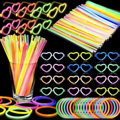 Lot de 100 bâtons lumineux à craquer pour bracelet et lunettes fluo de fête