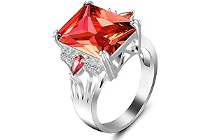 6 Colors Square Cubic Zirconia Engagement Rhinestone Rings for Women