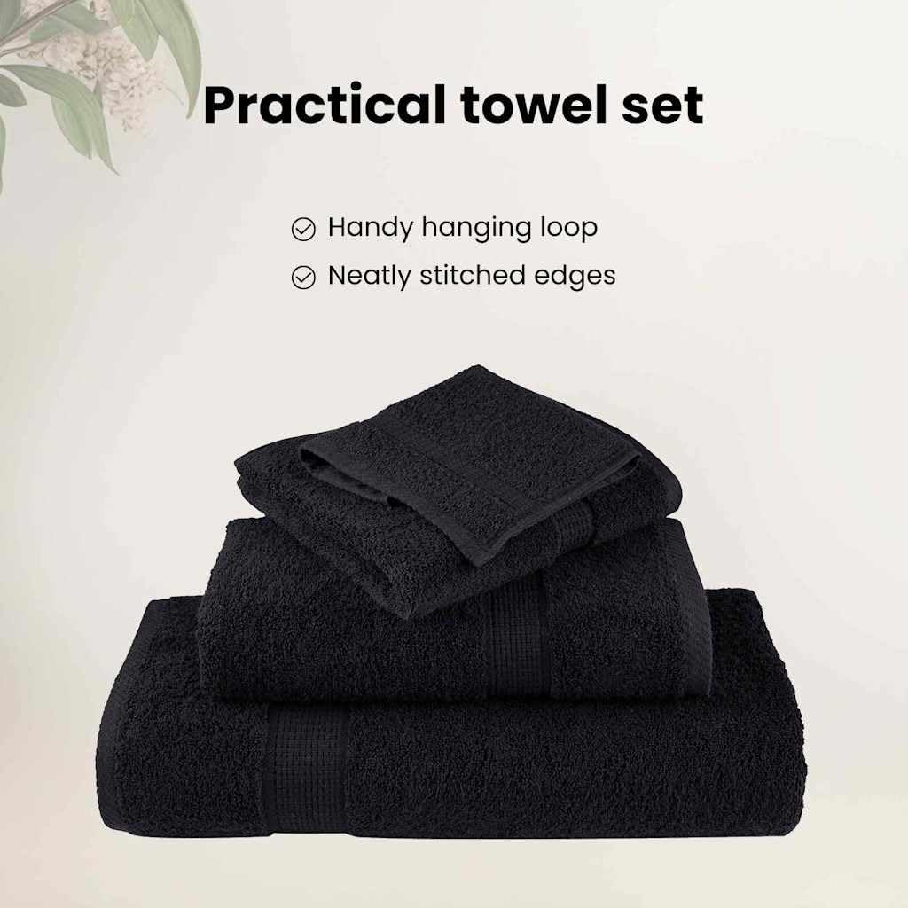vidaXL Toalla de Invitado SOLUND 25 pcs Negro 70 x 140 cm 550 gsm, Juego de Toallas de Algodón Modernas, Toallas Rectangulares, Suaves, Resistentes, para Huéspedes, Decorativas