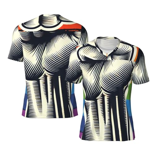 Stylish Athletic Sports Jersey LGBT-Gay-Pride-Power Men's Rugby Jersey Large Black