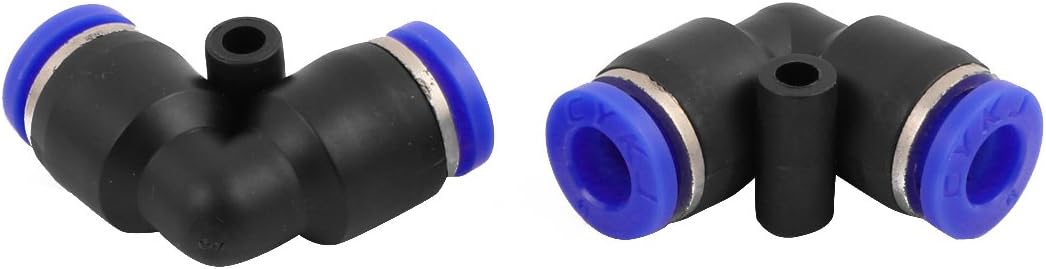 sourcingmap 20Pcs 6mm Dia L Type Tube Hose Pneumatic Air fitting Push In Connector, Black,blue, 26x26x13mm/1.02"x1.02"x0.51"(L*W*T) - Image 3