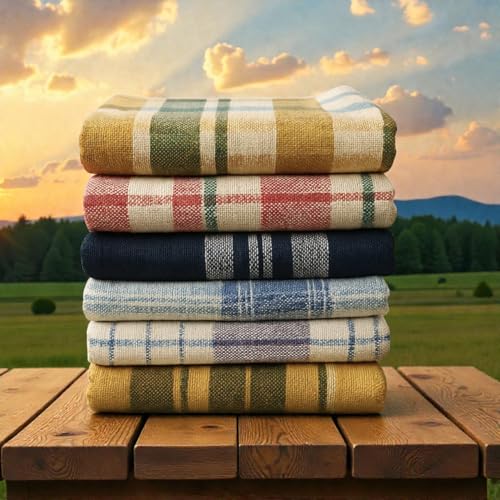 Image of Kitchen Towels Cotton Pack of 6 | Large Checkered Dish Cloths | Highly Absorbent Cleaning & Wiping Cloths for Kitchen | Reusable Tea Towels
