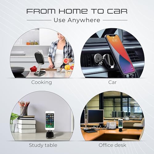 Image of Robustt Magnetic Mobile Phone Holder (Pack of 5) | Super Strong Grip, 360� Rotation, Universal Compatibility, Easy Installation with Secure Adhesive Mount, Ideal for Car, Home, Office