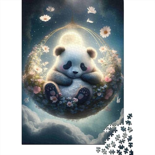 Puzzle de 1000 piezas de panda con guirnalda floral para relajarse en casa