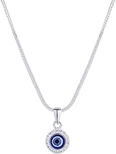 Taarose by Osasbazaar 925 Sterling Silver Evil Eye Pendant and Chain Set for Kids - 92.5% Pure BIS Hallmarked