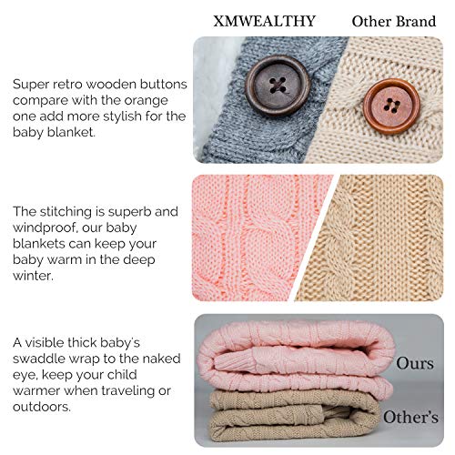 image for XMWEALTHY Unisex Infant Swaddle Blankets Soft Thick Fleece Knit Baby G