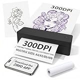 Fuhuihe Imprimante de tatouage A4 - Imprimante thermique - Imprimante éducative - Avec 10 feuilles de papier de modèle - 1 rouleau de papier standard A4 - Noir